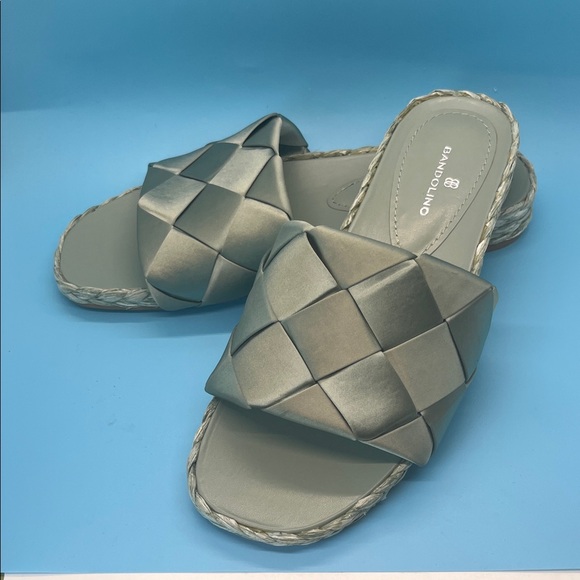 Bandolino Shoes - Bandolino Metallic Green Woven Slide Mules